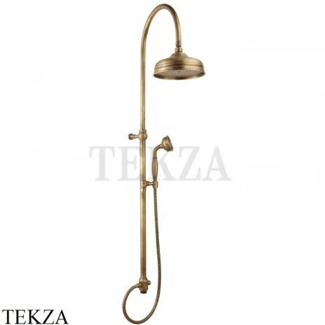 Nicolazzi Nuova Brenta Душевая стойка с верхним душем 20см, подвижный слайдер 5719WSOG20, Raw Brass