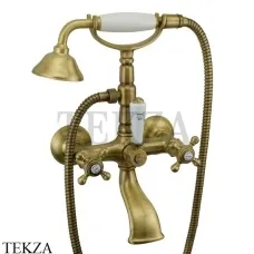 Migliore Revival Смеситель для ванны настенный, с душевым гарнитуром 19488, бронза classic