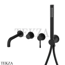 Boheme Uno Смеситель для ванны SET встроенный, с изливом и гарнитуром Uno 464-3-B Black Черный матовый