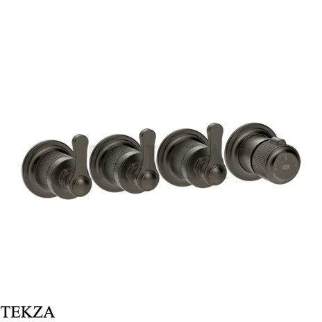 Gessi VENTI20 Термостат для душа, 3 потока, внешняя часть 65336-707, Black Metal Brushed PVD