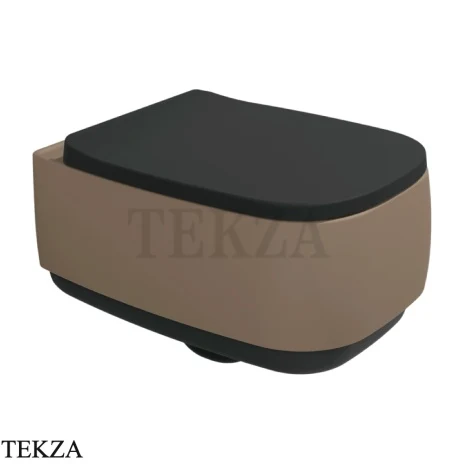 Flaminia Flag унитаз подвесной GoClean чаша без ободка FG118GSFC, коричневый Fango / чёрный Carbone Stripes матовый