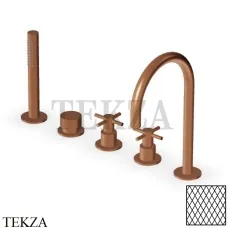 Zucchetti Helm Diagonal Смеситель на борт ванны с гарнитуром ZHM511.XP91G3, brushed copper PVD