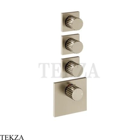 Gessi Incastri Термостат для душа 3 потока, внешняя часть 75306-149, нерж. сталь Brush / никель Brushed