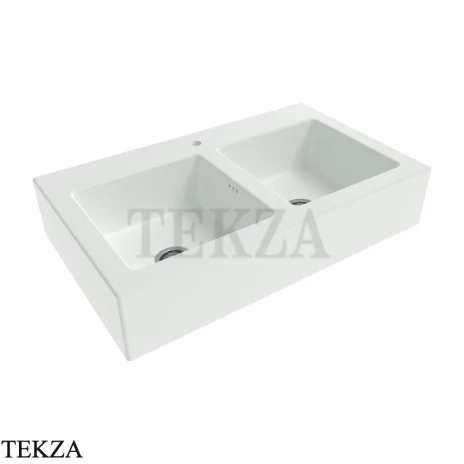 Flaminia Acquafood Кухонная мойка накладная 100x60, две чаши, 5051AFLAT, Latte белый матовый