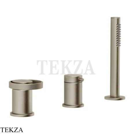 Gessi ANELLO Смеситель на борт ванны без излива, с гарнитуром 63347-149, Finox Brushed Nickel