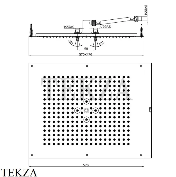 Bossini DREAM Потолочный душ с двумя функциями H38657.030, хром глянец