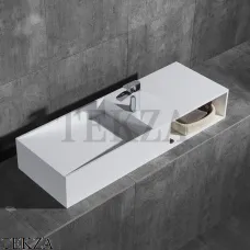 NT Bathroom NT502 Cagliari Left Раковина подвесная или накладная из литого камня Solid Surface, белый матовый