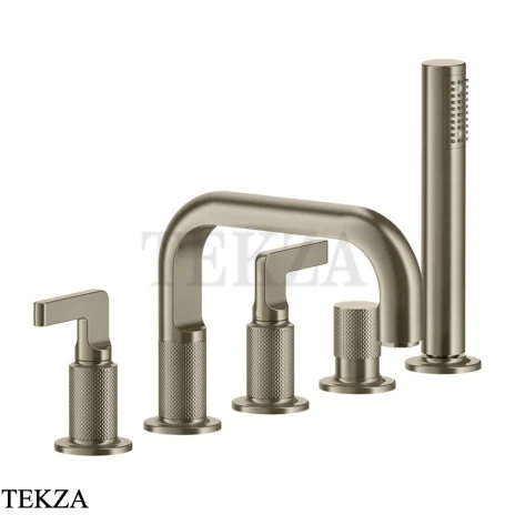 Gessi INCISO Смеситель на борт ванны с изливом, гарнитуром 58040-149, Finox Brushed Nickel