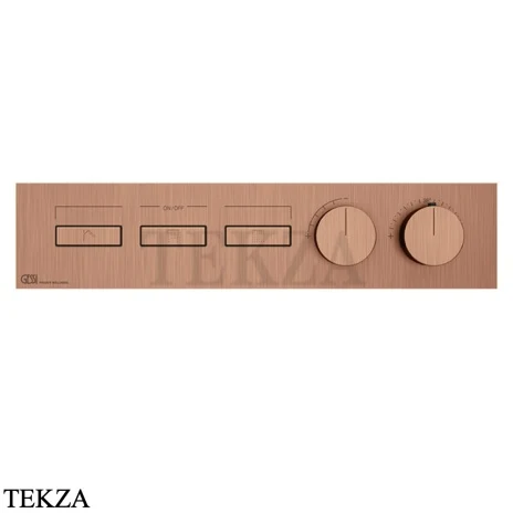 Gessi HI-FI Термостатический смеситель на 3 потока, внешняя часть 63014-708, медь Brushed