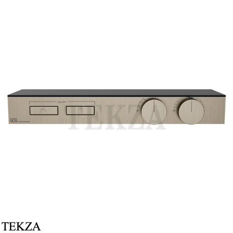 Gessi HI-FI Термостатический смеситель с полочкой, на 2 потока, внешняя часть 63022-149, нерж. сталь Brush / никель Brushed