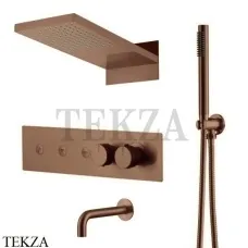 Boheme FUSION Termo Термостат для душа, 3 потока, излив, верхний душ, гарнитур 131-2-BRB, Brushed Bronze