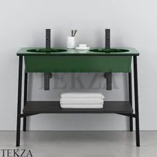 CIELO CATINO DOPPIO Консоль с двойной керамической раковиной, Alga-черный