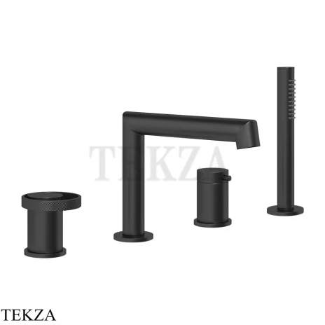 Gessi ANELLO Смеситель на борт ванны с изливом и душевым гарнитуром 63337-299, Black XL