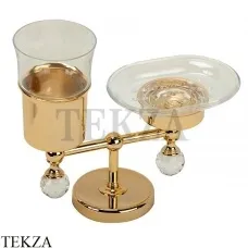 Migliore Amerida SWAROVSKI Стакан и мыльница настольные 16609, золото глянец Migliore Amerida SWAROVSKI Стакан и мыльница настольные 16609, золото глянец