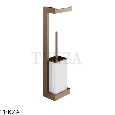 Gessi Rettangolo Стойка настенная с бумагодержателем и ершиком, белый 20867-761, Coffee Bronze Brushed PVD