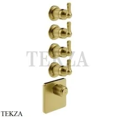 Gessi VENTI20 Термостат для душа, 4 потока, внешняя часть 65210-716, Gold Br. PVD