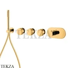 FIMA Carlo Frattini Spillo UP Термостат для душа 3 потока с гарнитуром, внешняя часть F3178X3OR, золото глянец