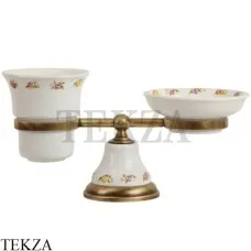 Migliore Provance Стакан и мыльница настольные, керамика с декором 17642, бронза classic Migliore Provance Стакан и мыльница настольные, керамика с декором 17642, бронза classic