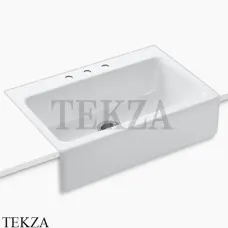 Kohler Dickinson Мойка для кухни встраиваемая сверху с фартуком, 3 отверстия, чугун K-6546-3-0, белый глянец