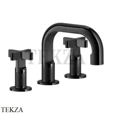 Gessi INCISO+ Смеситель для раковины на 3 отверстия, с донным клапаном 58111-706, Black Metal PVD