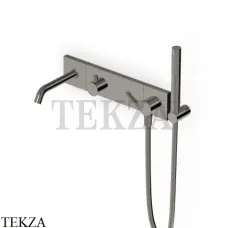 Zucchetti Pan Смеситель для ванны с гарнитуром, 3 потока, внешняя часть ZP8044.C50, metal black
