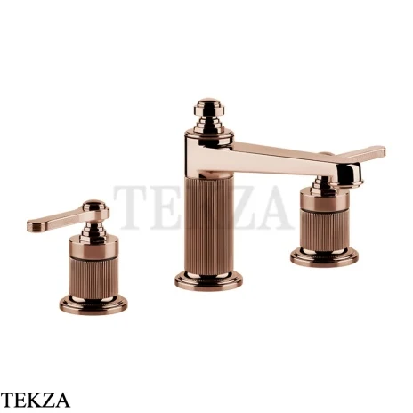 Gessi VENTI20 Смеситель для раковины на 3 отверстия средний, с донным клапаном 65012-030, Copper PVD