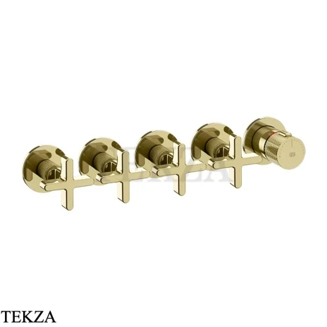 Gessi INCISO SHOWER Термостатический смеситель, 4 потока, внешняя часть 58438-710, Brass PVD
