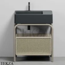 CIELO MARCEL Консоль напольная с ящиком Tinto naturale, раковина Basalto