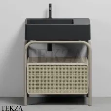 CIELO MARCEL Консоль напольная с ящиком Tinto naturale, раковина Lavagna