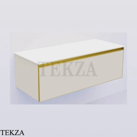 ARMADI ART QUATRO Тумба под раковину 120 см с внутренней подсветкой 790-M1-120-CM-MG-LED, CASHMERE (кашемир), профиль MATT GOLD (матовое золото)