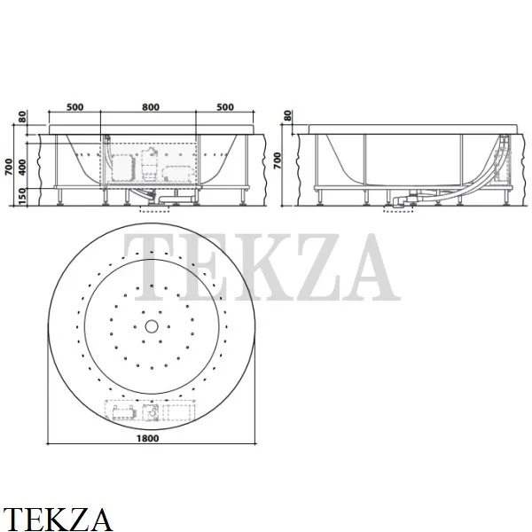 KOS GEO 180 Ванна встраиваемая из метакрилата 1G1AA, белый глянец
