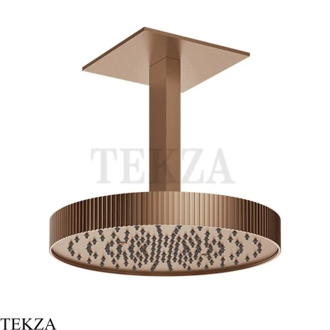 Gessi Incastri Верхняя лейка D30 с потолочным кронштейном 75172-708, медь Brushed