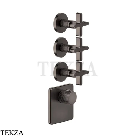 Gessi INCISO WELLNESS Термостат 3 выхода, внешняя часть 58346-707, Black Metal Brushed PVD