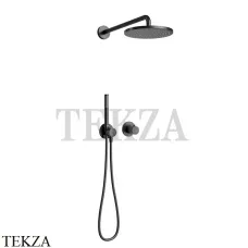 Keuco IXMO Душевой Kомплект № 7, термостат на 2 потребителя, круг, верхний душ, 59602370001, черный матовый