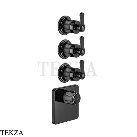 Gessi VENTI20 Термостат для душа, 3 потока, внешняя часть 65206-706, Black Metal PVD
