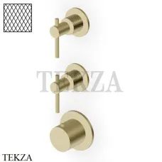 Zucchetti Helm Diagonal Термостат для душа на 2 потока, внешняя часть ZHL802.XP31G3, brushed british gold PVD