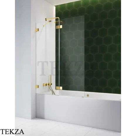 Radaway Essenza Pro PND II Шторка на ванну двустворчатая с одной подвижной створкой 110 см, открывание налево, 10102110-09-01L, золото глянец