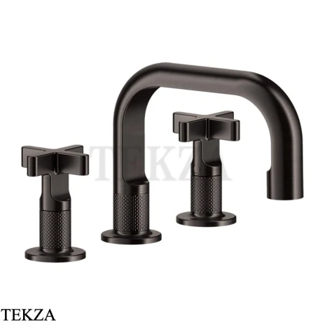Gessi INCISO+ Смеситель для раковины на 3 отверстия, без гарнитура 58112-707, Black Metal Brushed PVD
