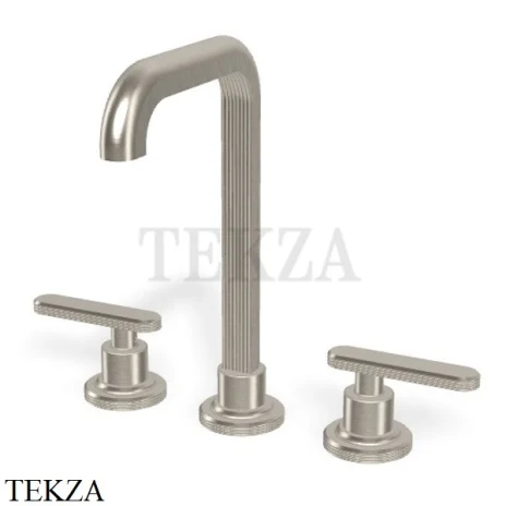FIMA Carlo Frattini Park Line Смеситель для раковины 3 отв, с донным клапаном F1311SN, Brushed nickel