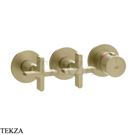 Gessi INCISO SHOWER Термостатический смеситель, 2 потока, внешняя часть 58434-727, Brushed Brass PVD