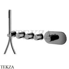 FIMA Carlo Frattini Spillo UP Термостат для душа 3 потока с гарнитуром, внешняя часть F3188X3CS, Brushed black chrome