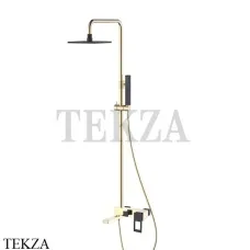 Boheme Q Душевая стойка с изливом, верхний душ, гарнитур 148-GB, Золото-черный