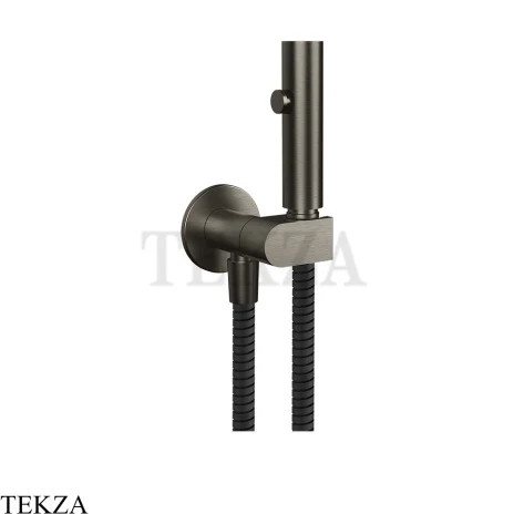 Gessi Гигиенический душ с запорным узлом, выводом воды и держателем 45124-707, black хром Brush