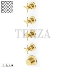 Zucchetti Helm Diagonal Термостат для душа на 4 потока, внешняя часть ZHM804.XP41G3, brushed gold PVD