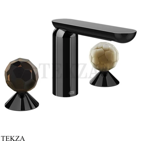 Gessi Perle Смеситель для раковины на 3 отв., без гарнитура 74245-706, black хром глянец