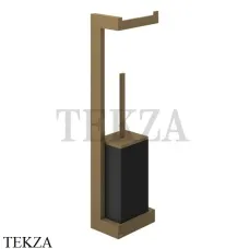 Gessi Rettangolo Стойка настенная с бумагодержателем и ершиком, черный 20868-713, Antique Brass