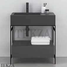 CIELO NARCISO MINI Консоль с керамической раковиной и ящиком, Basalto-черный