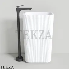 NT Bathroom NT702 Раковина напольная слив в стену, из литого камня Solid Surface, белый матовый