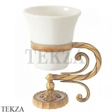 Migliore Edera Стакан настольный, керамика белая 16953, золото глянец