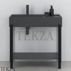 CIELO Plinio 85 Консоль с керамической раковиной и полкой, Basalto-черный